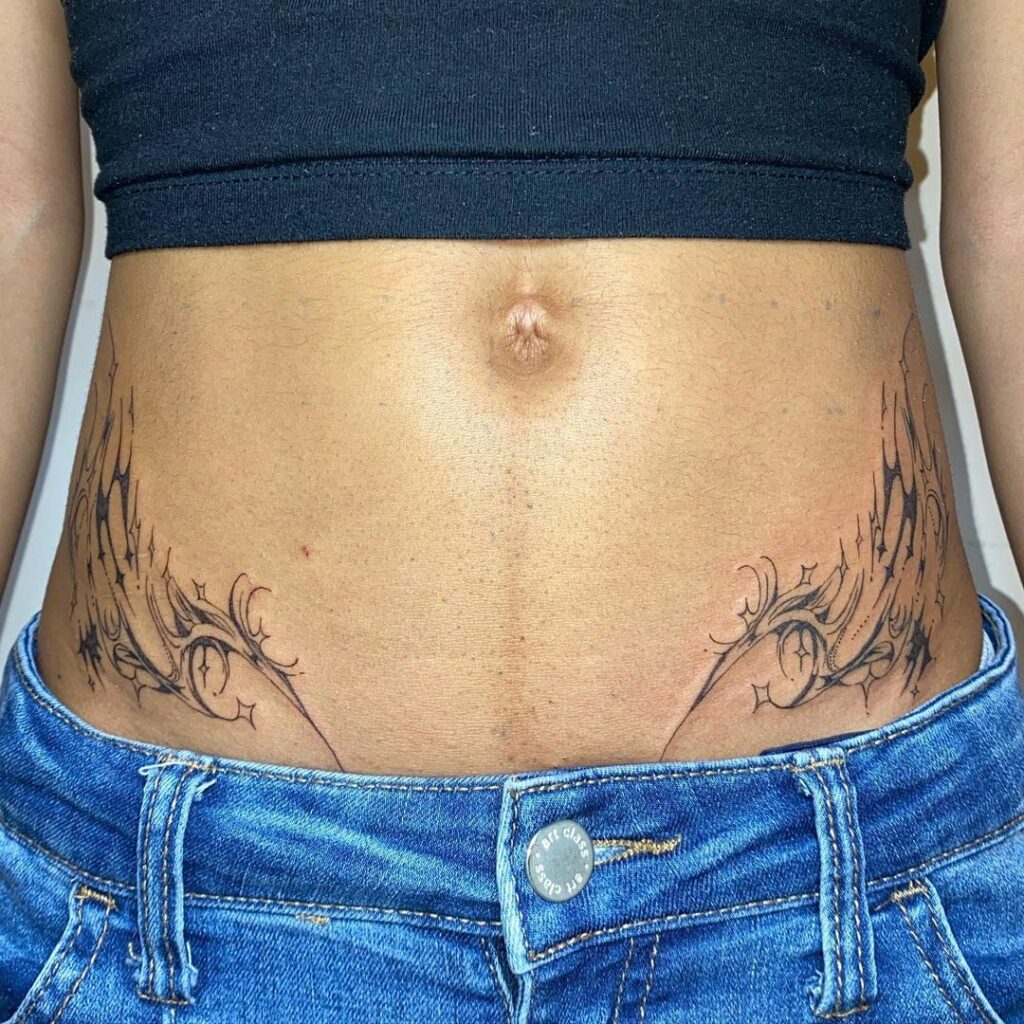 Tribal Ornaments Hip Tattoo