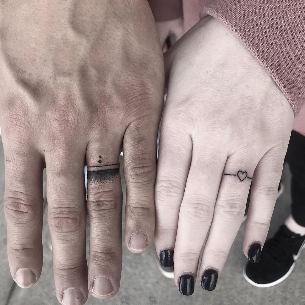 Wedding Band Tattoo For Him And Her