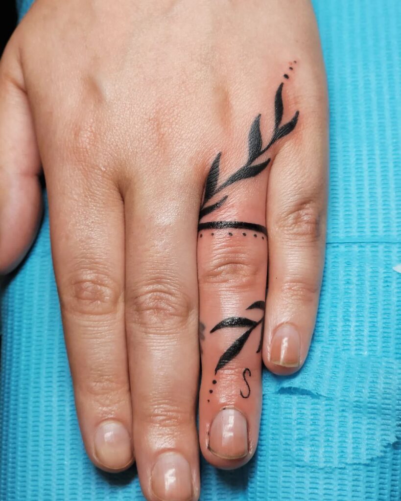 Wedding Ring And Elegant Vines Ink