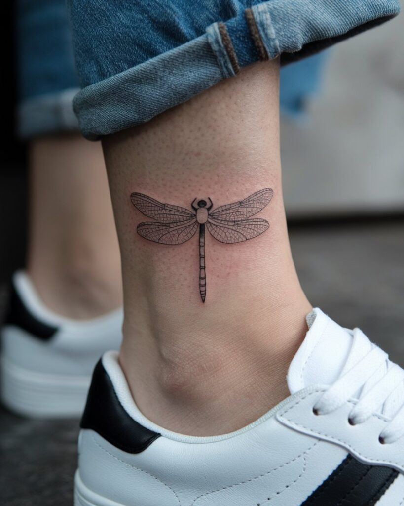 Dragonfly Ankle Tattoo