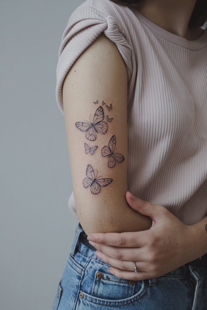 Tatuaggio carino con farfalle