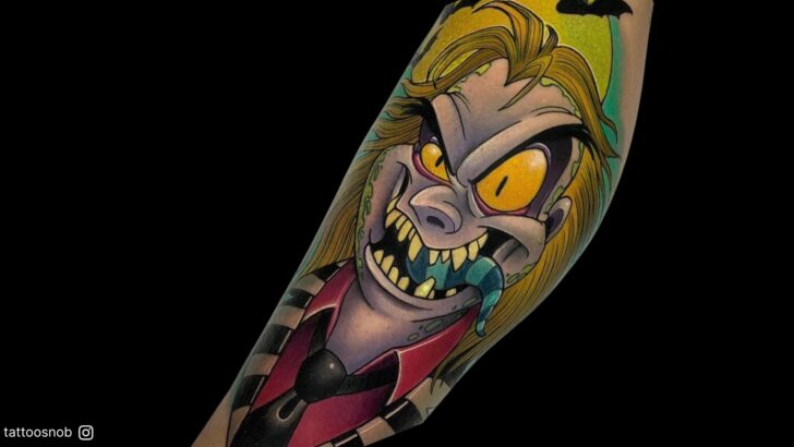 22 malvadas ideas de tatuajes de Beetlejuice para entintar con estilo a tu fantasma favorito