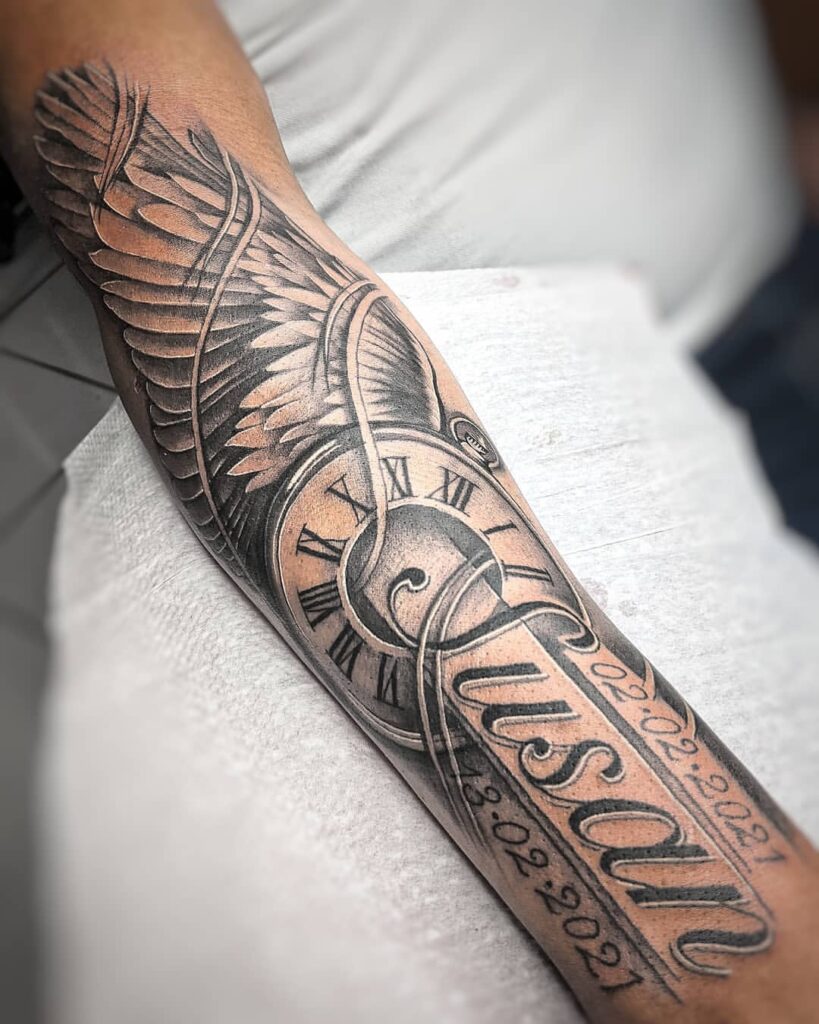 Tatuaggio commemorativo del bambino angelo