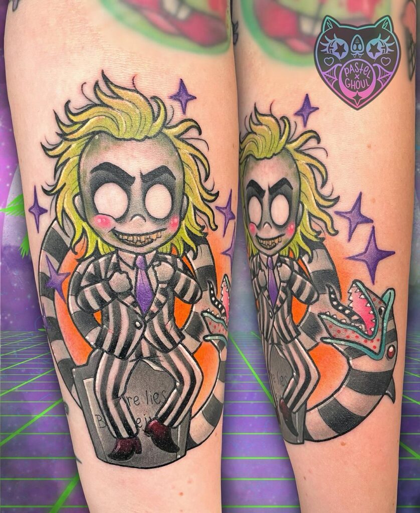 Beetlejuice Kawaii-Style Tattoo