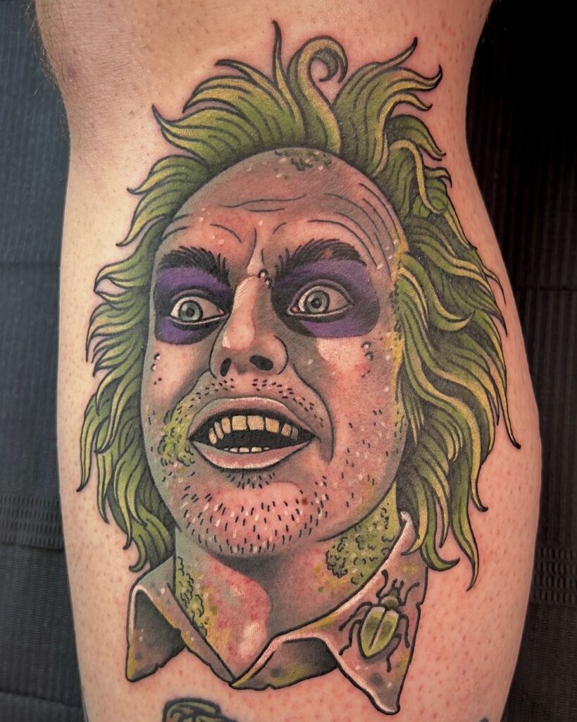 Tatuaggio con ritratto di Beetlejuice