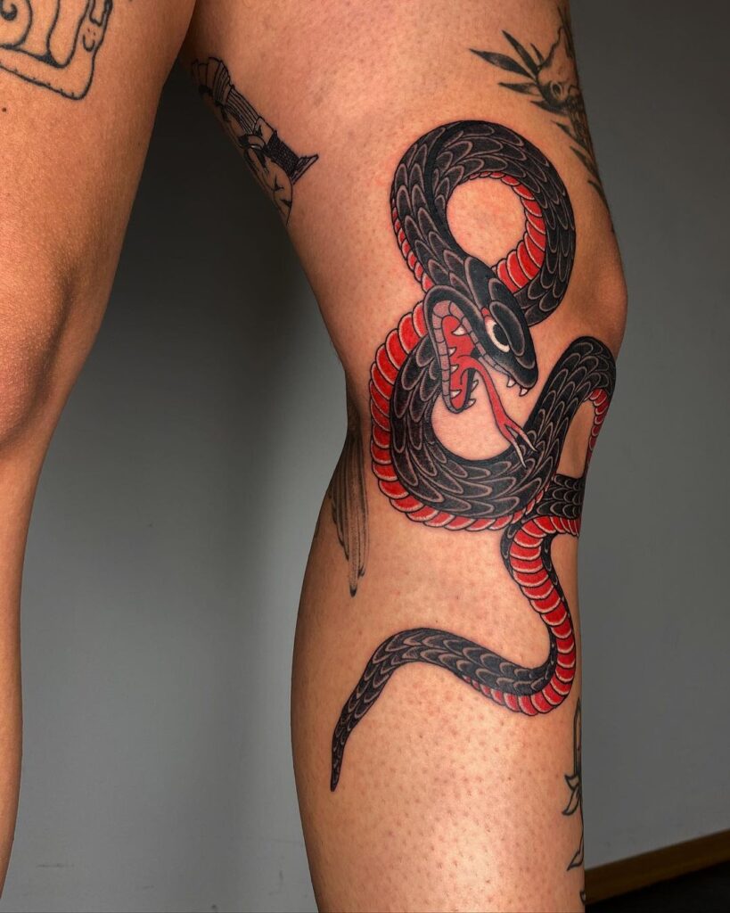 Tatuaggio di serpente nero e rosso