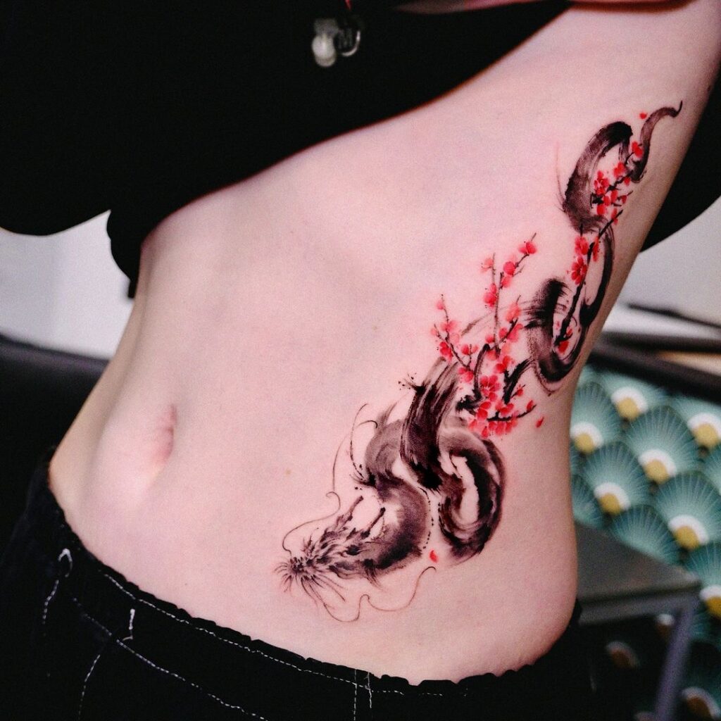 Brushstroke Dragon Tattoo