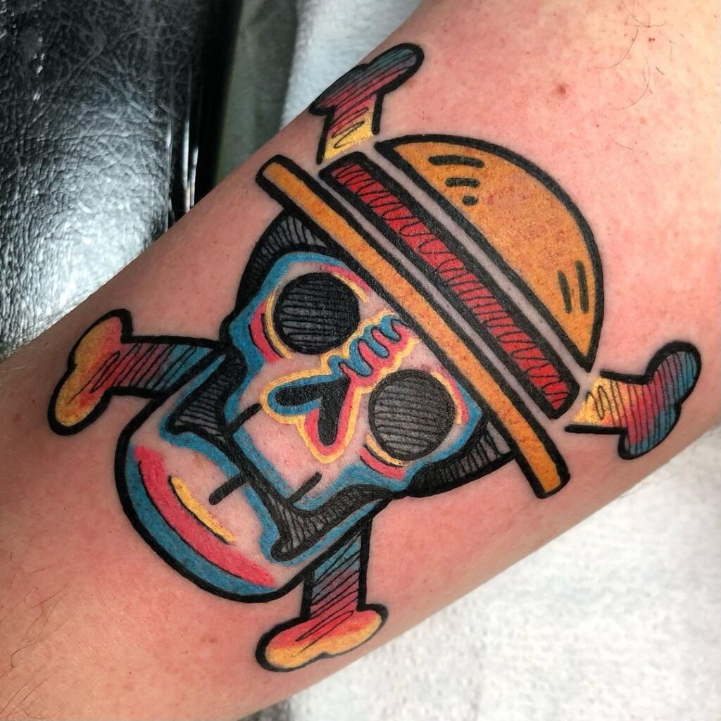 Tatuaje de calavera pirata de dibujos animados