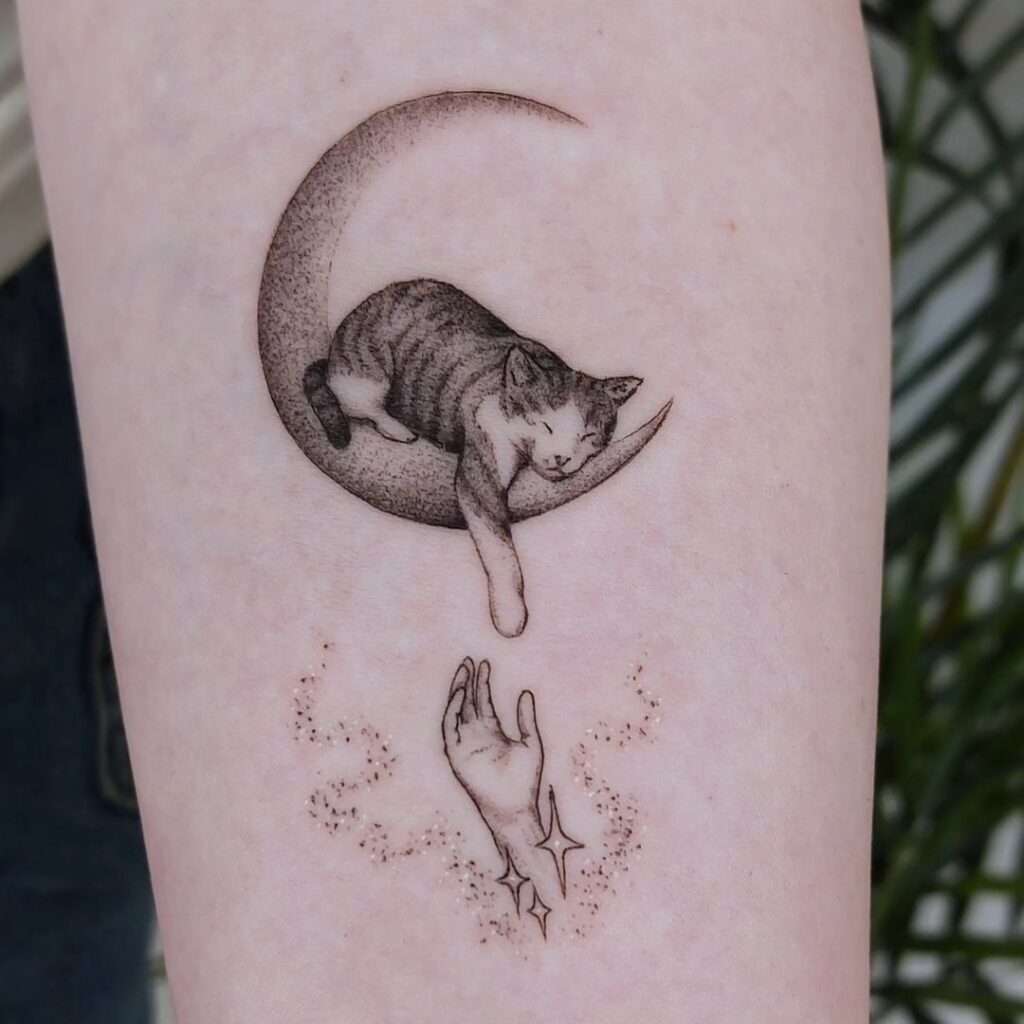 Tatuaje conmemorativo de un gato