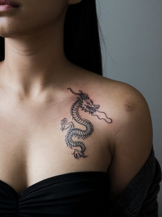 Tatuaggio del drago sulla clavicola