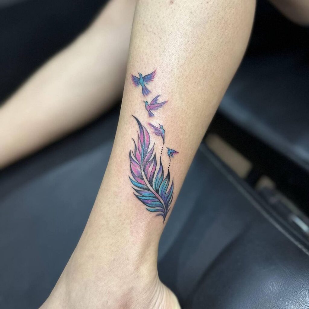 Tatuagem colorida para a perna Freedom