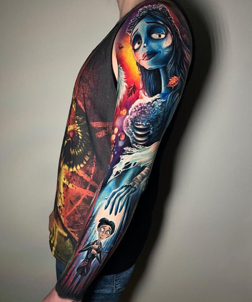 Corpse Bride Colorful Sleeve Tat