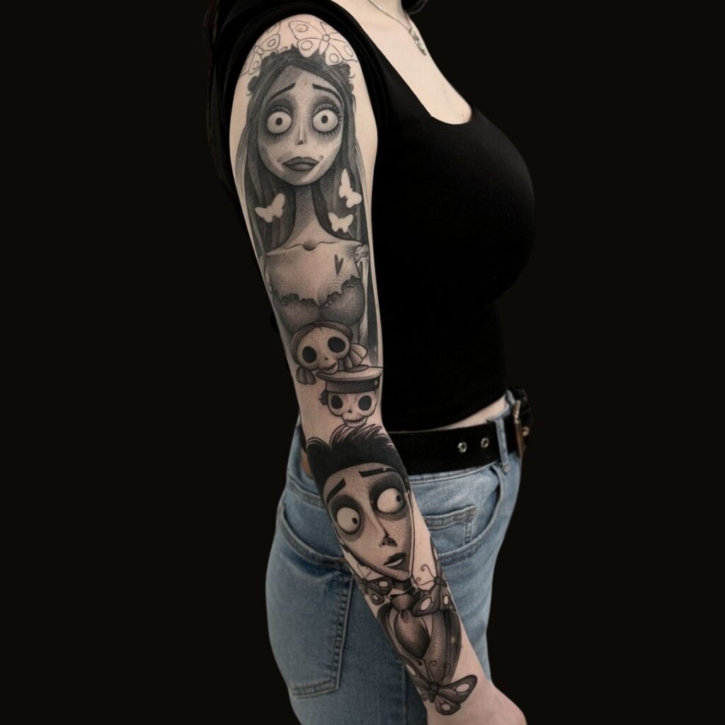 Corpse Bride Full Sleeve Tattoo