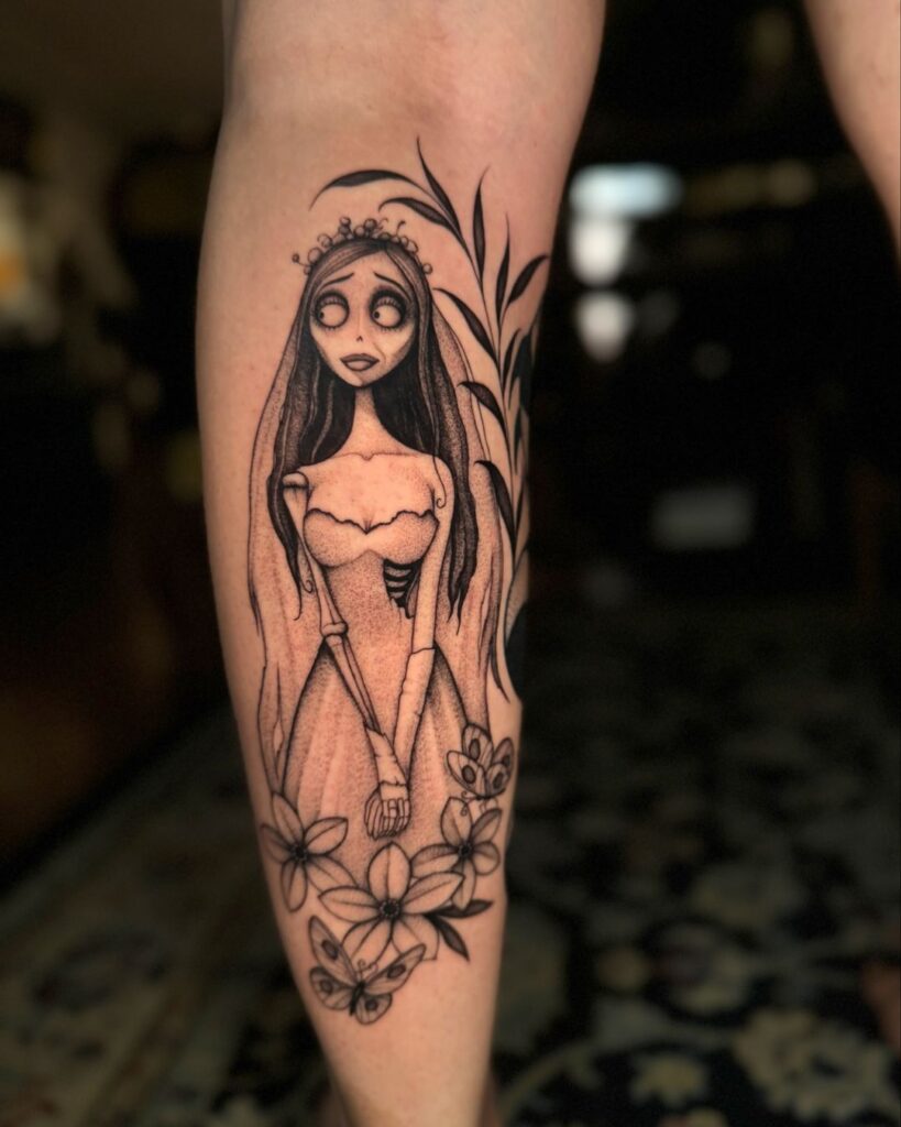 Corpse Bride Leg Tattoo