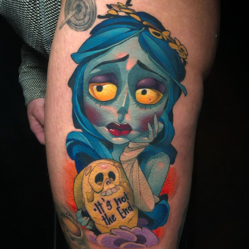 Corpse Bride Side Thigh Tattoo