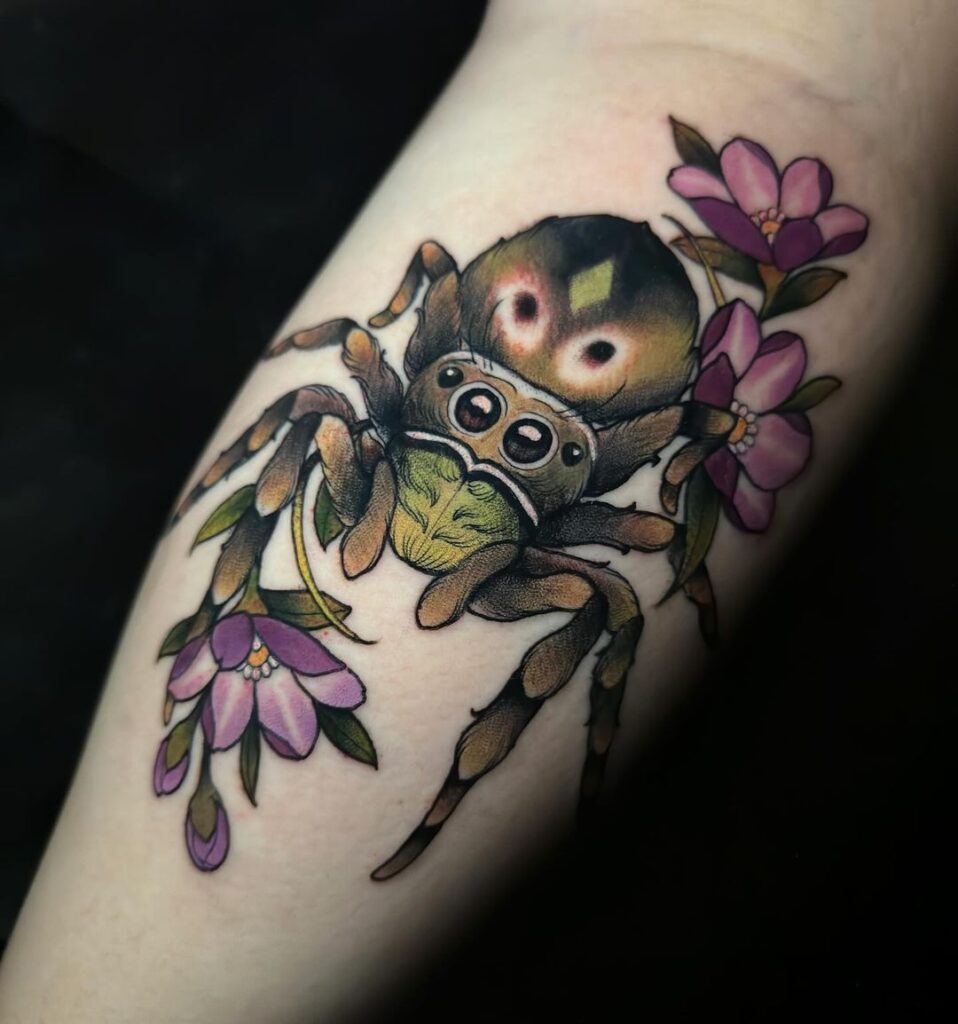 Tatuagem de aranha gira