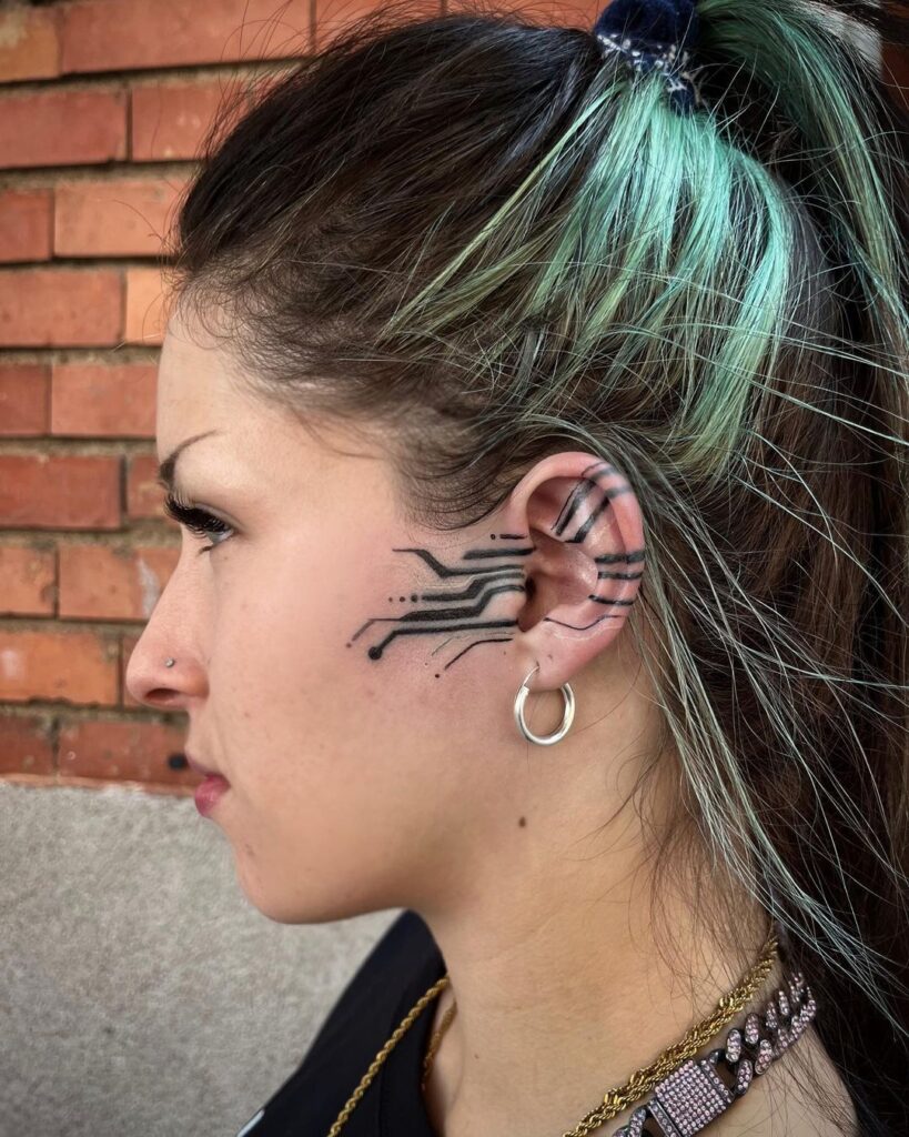 Cyberpunk Ear Tattoo