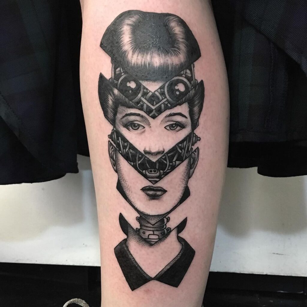 Tatuagem de perna Cyberpunk Rachael