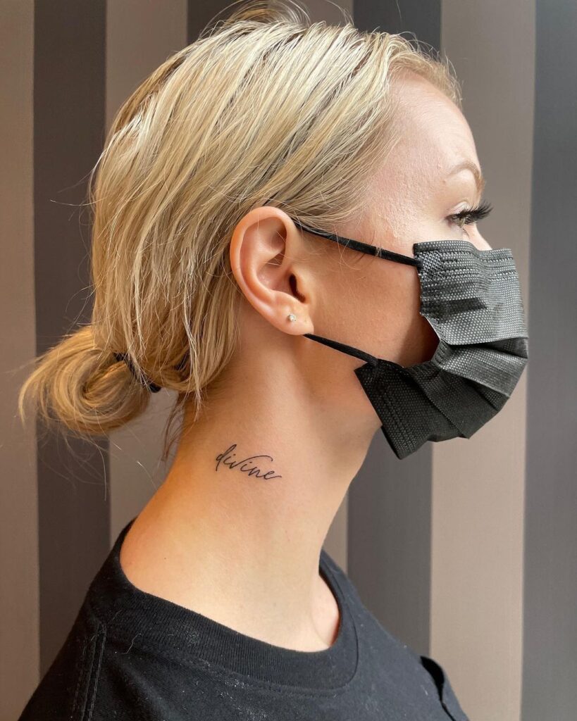 Divine Cursive Neck Tattoo