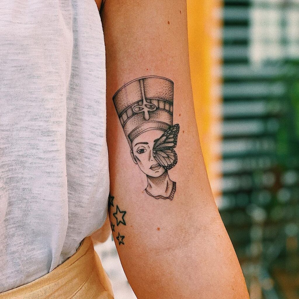 Dope Portrait Tattoo Of Nefertiti