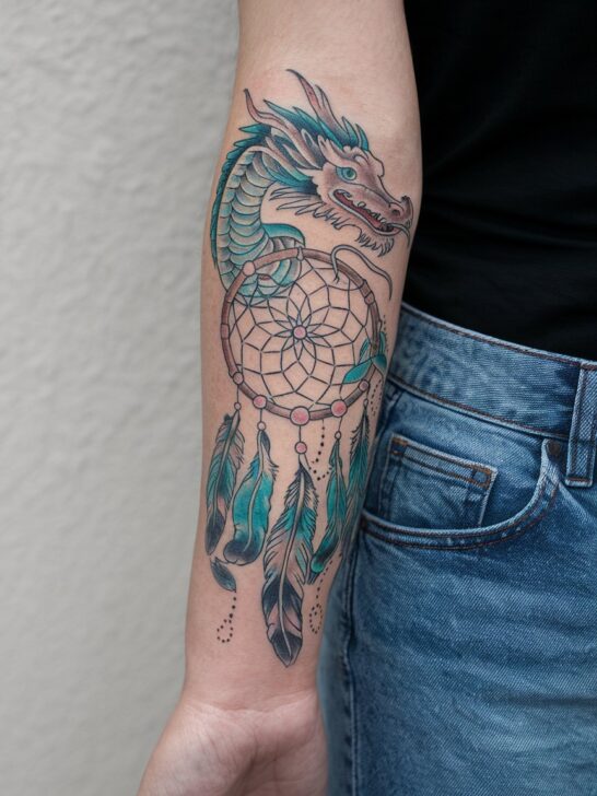 Dragon And Dreamcatcher Tattoo