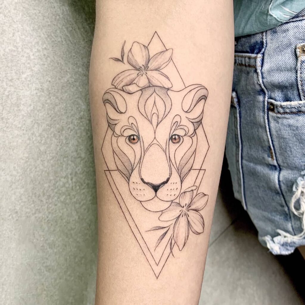 Elegant Lioness Tattoo