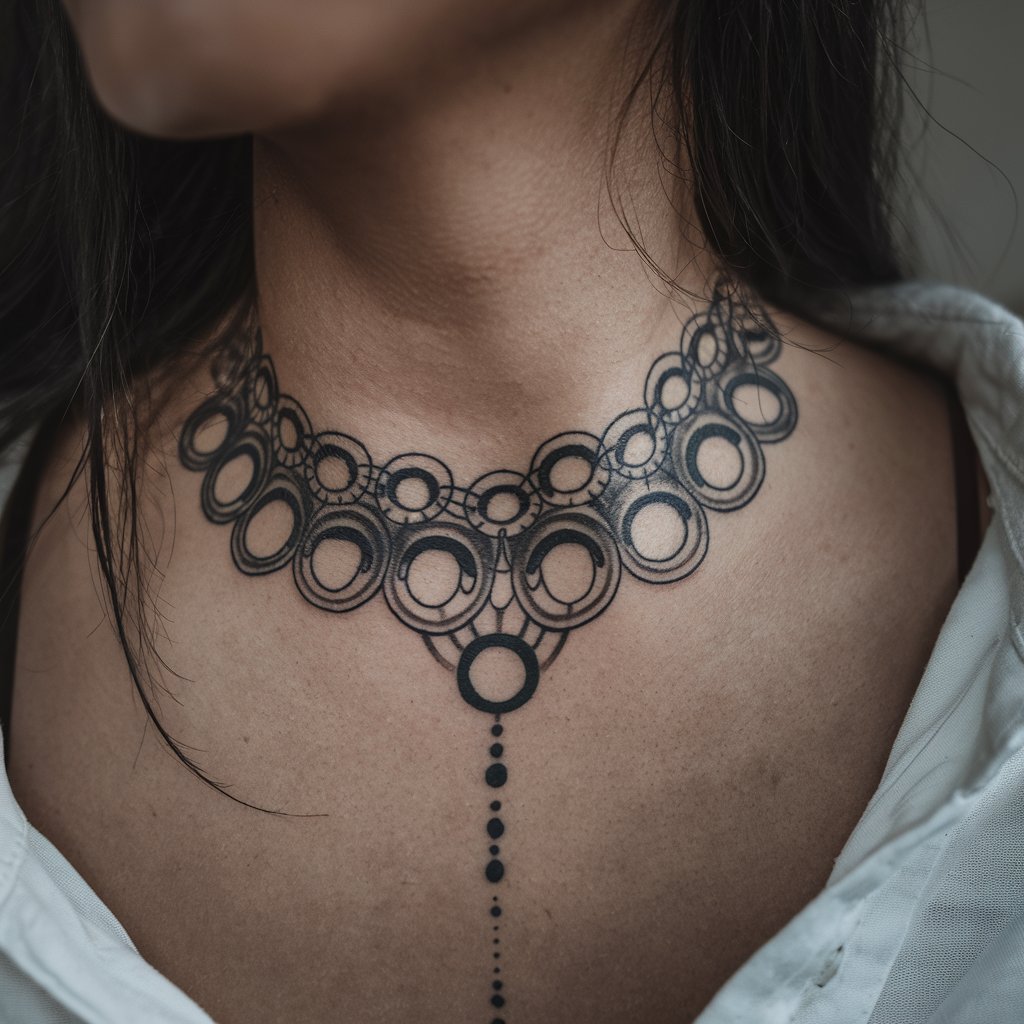 Tatuaggio con collana elegante