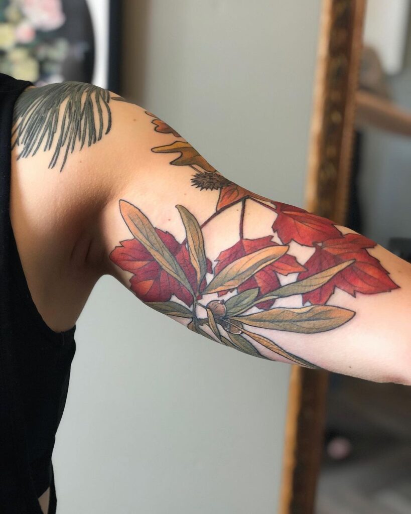 Fall Leaves Arm Tattoo