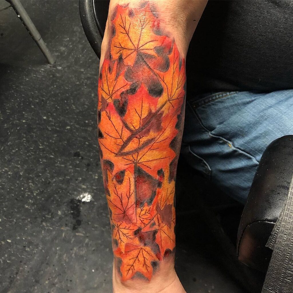 Fall Leaves Forearm Sleeve Ink