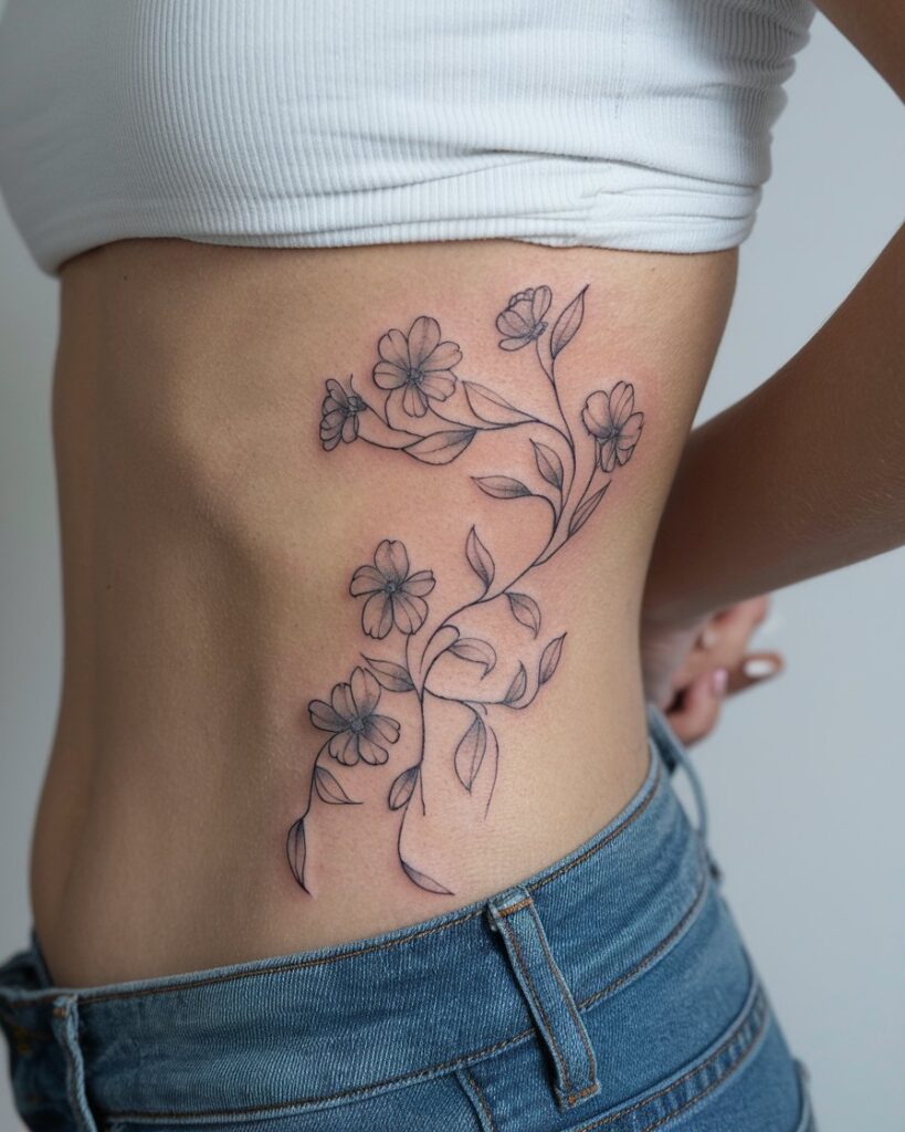 Tatuaje de enredadera floral