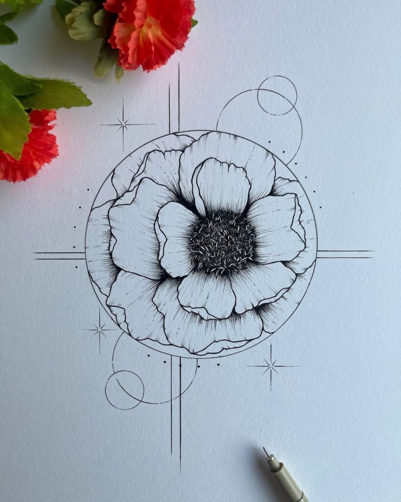 Desenho de tatuagem de flor