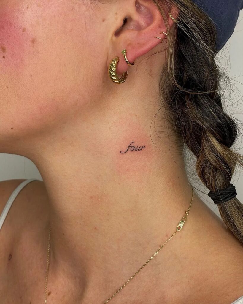 Four Cursive Neck Tat