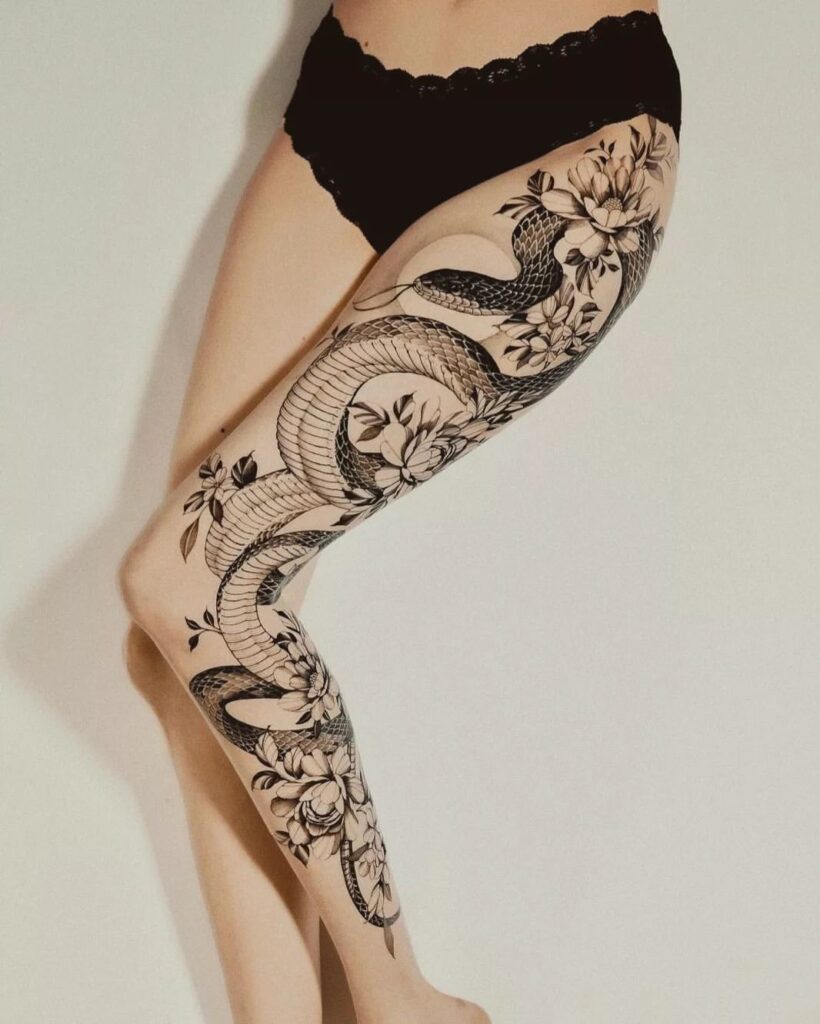 Full Leg Serpent Tattoo