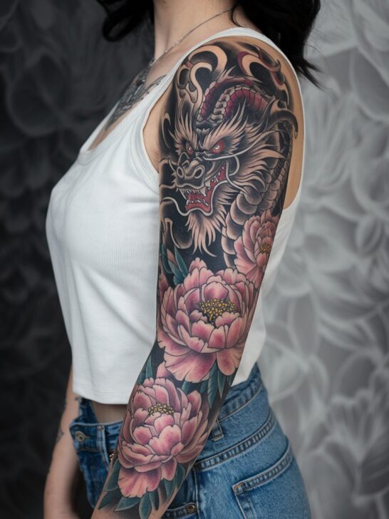 Full-Sleeve Asian Dragon Tattoo