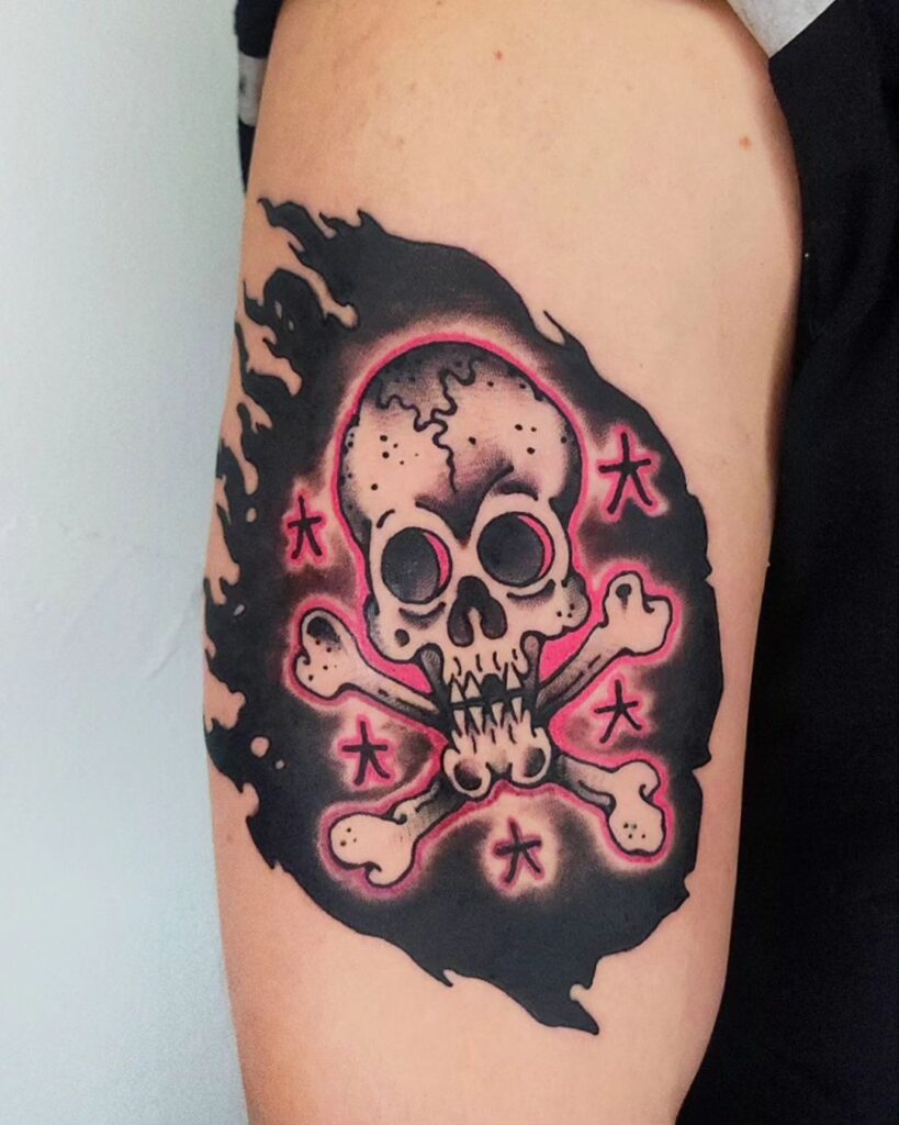 Tatuagem de caveira de pirata