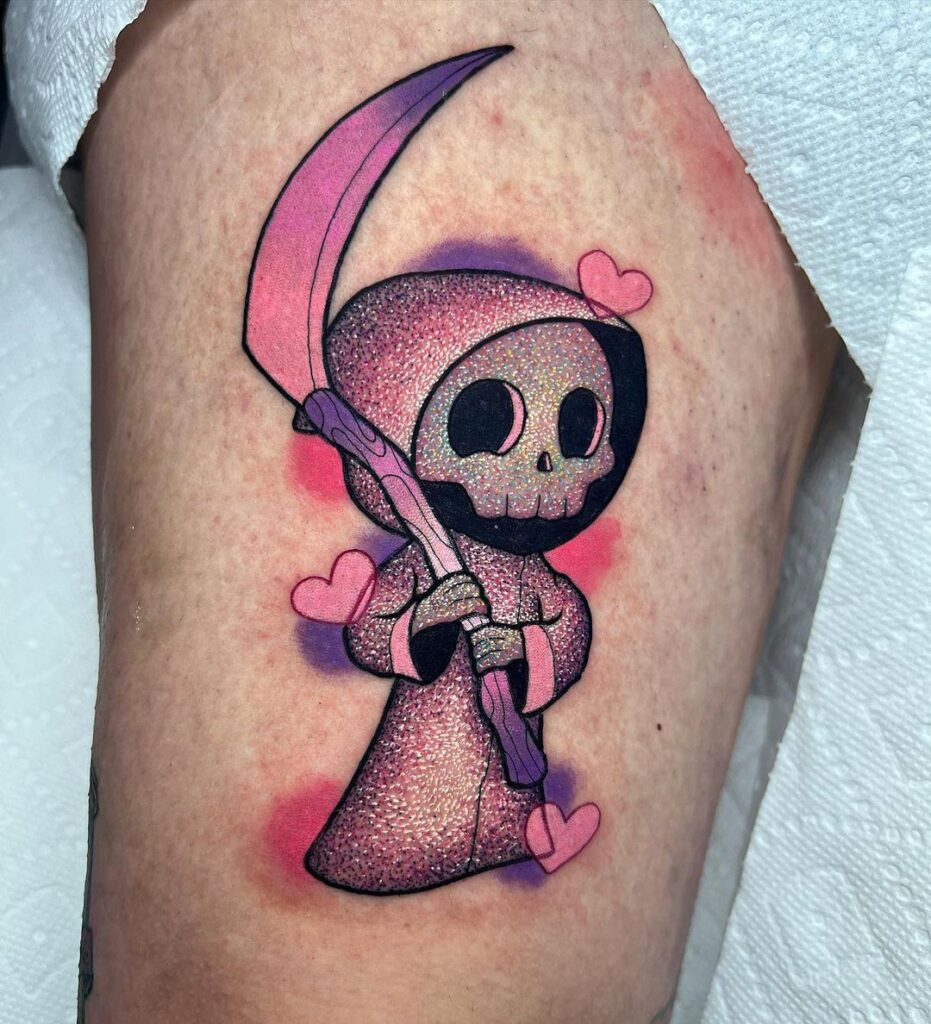 Glittery Grim Reaper Tattoo