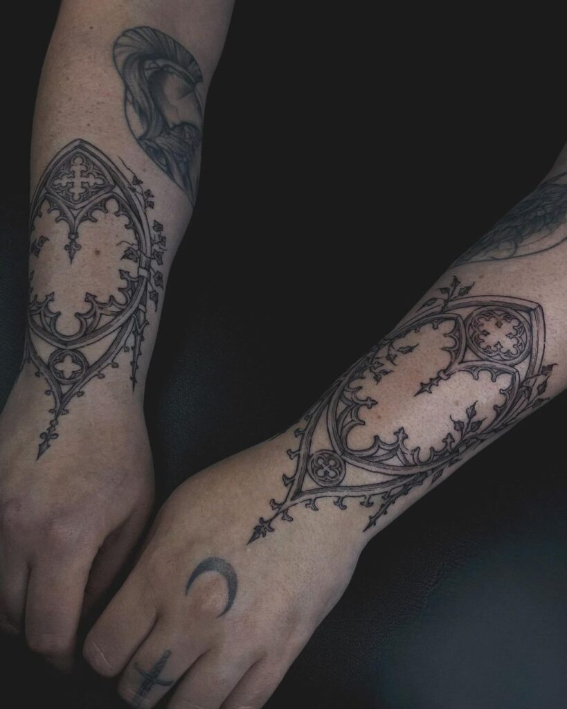 Gothic Architectural Armour Tattoo 