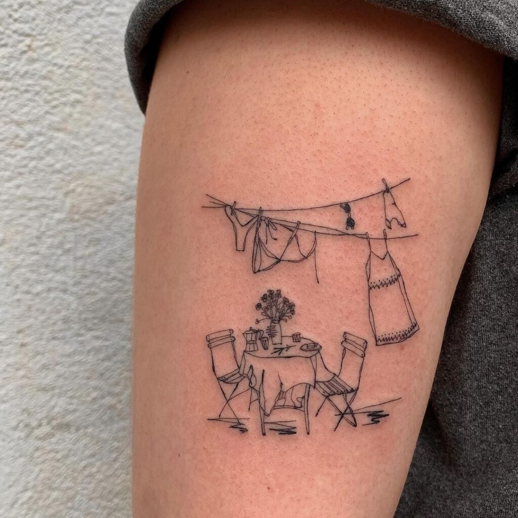 Tatuaje de un paisaje callejero italiano