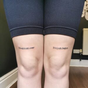 24 Fabulous Over The Knee Word Tattoo Ideas You'll Absolutely Love