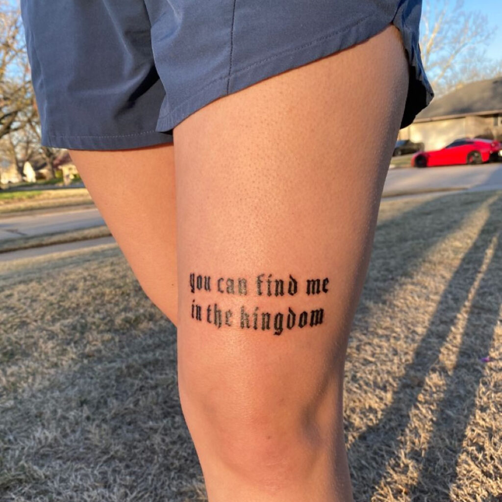 Kingdom Over The Knee Words Tattoo