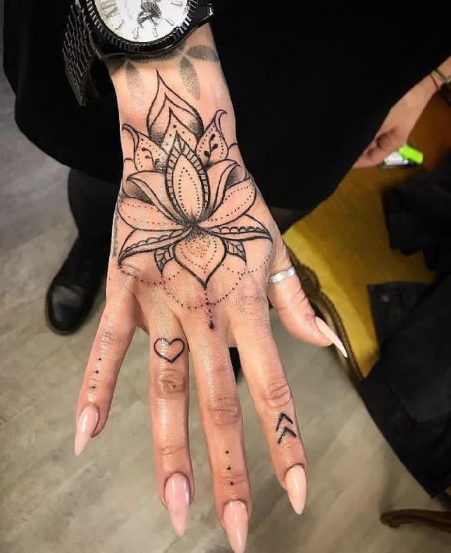 Lotus Hand Tattoo