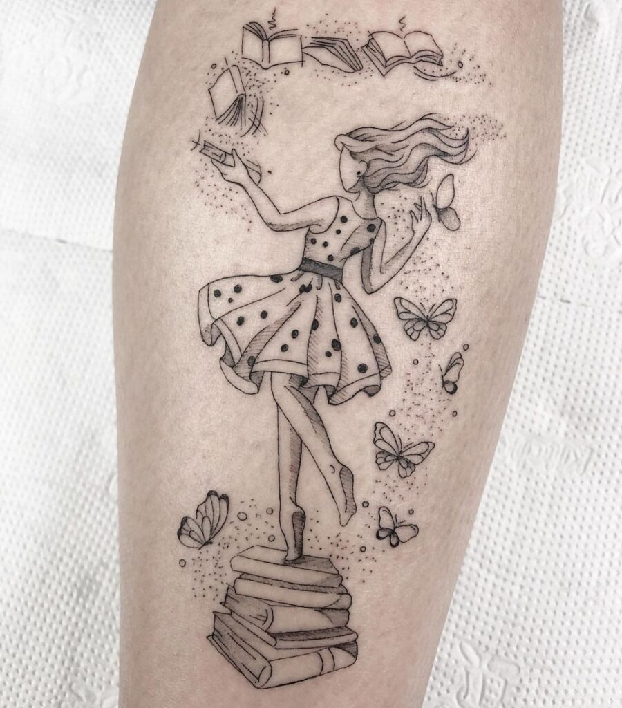 Tatuaggio del magico mondo dei libri