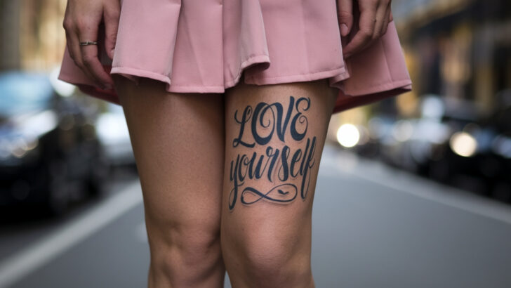 Make A Statement With 22 Over The Knee Word Tattoo Ideas