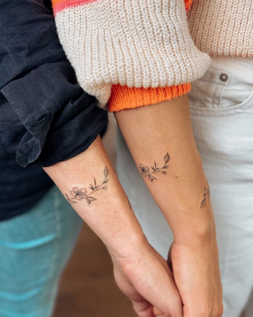 Matching Floral Vines Tattoo