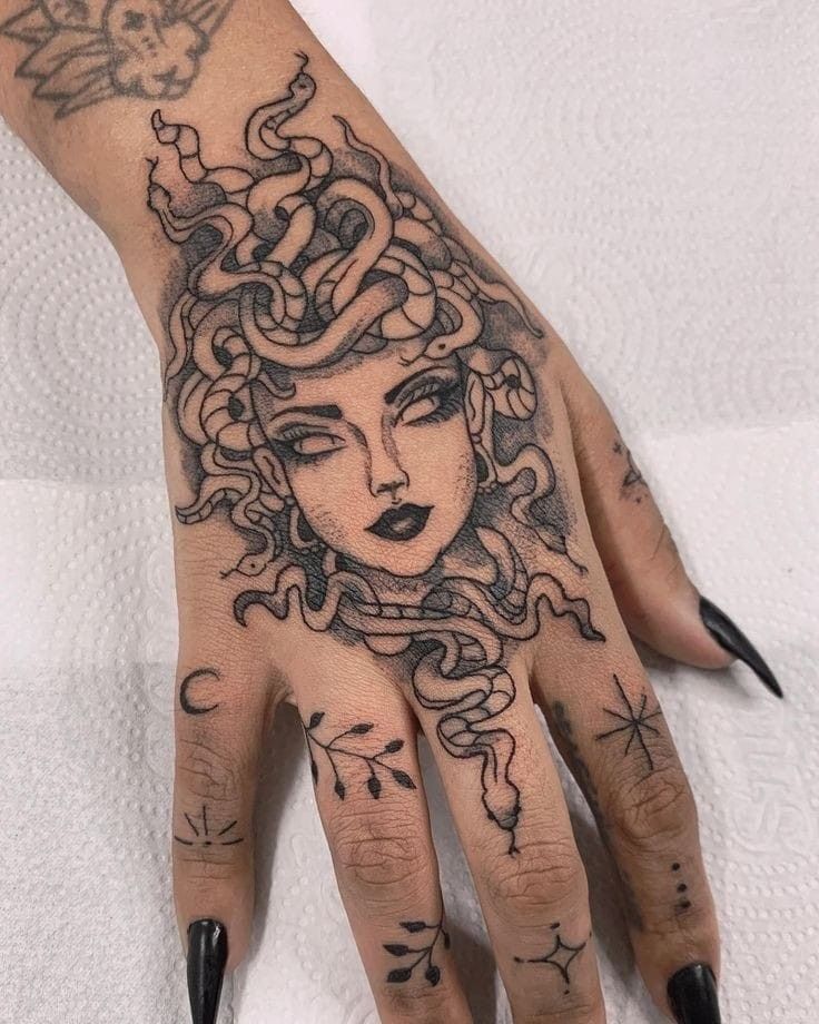 Medusa Hand Tattoo