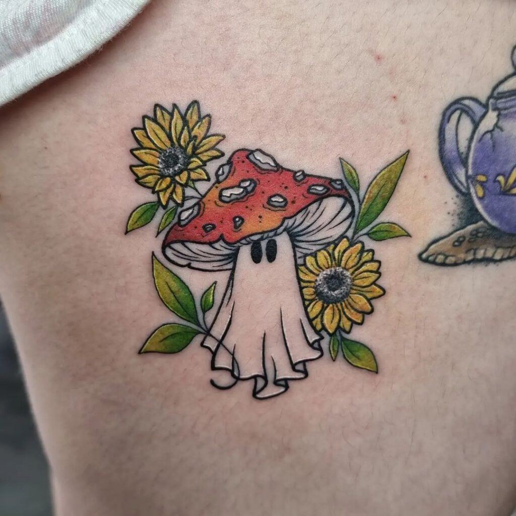 Mini Ghost Mushroom Tattoo