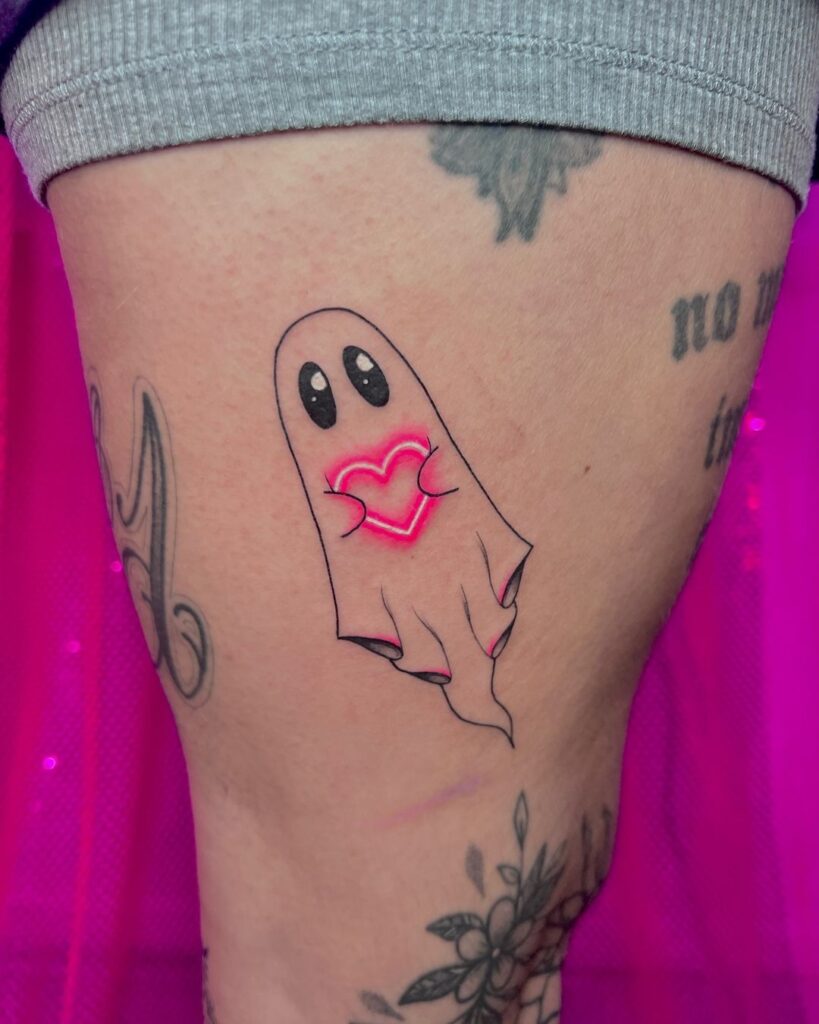 Mini Ghost With A Heart Tattoo