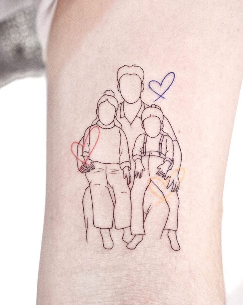 Minimalist Family Portrait With Hearts