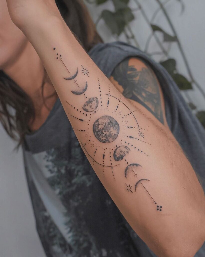 Tatuaje de las fases de la luna