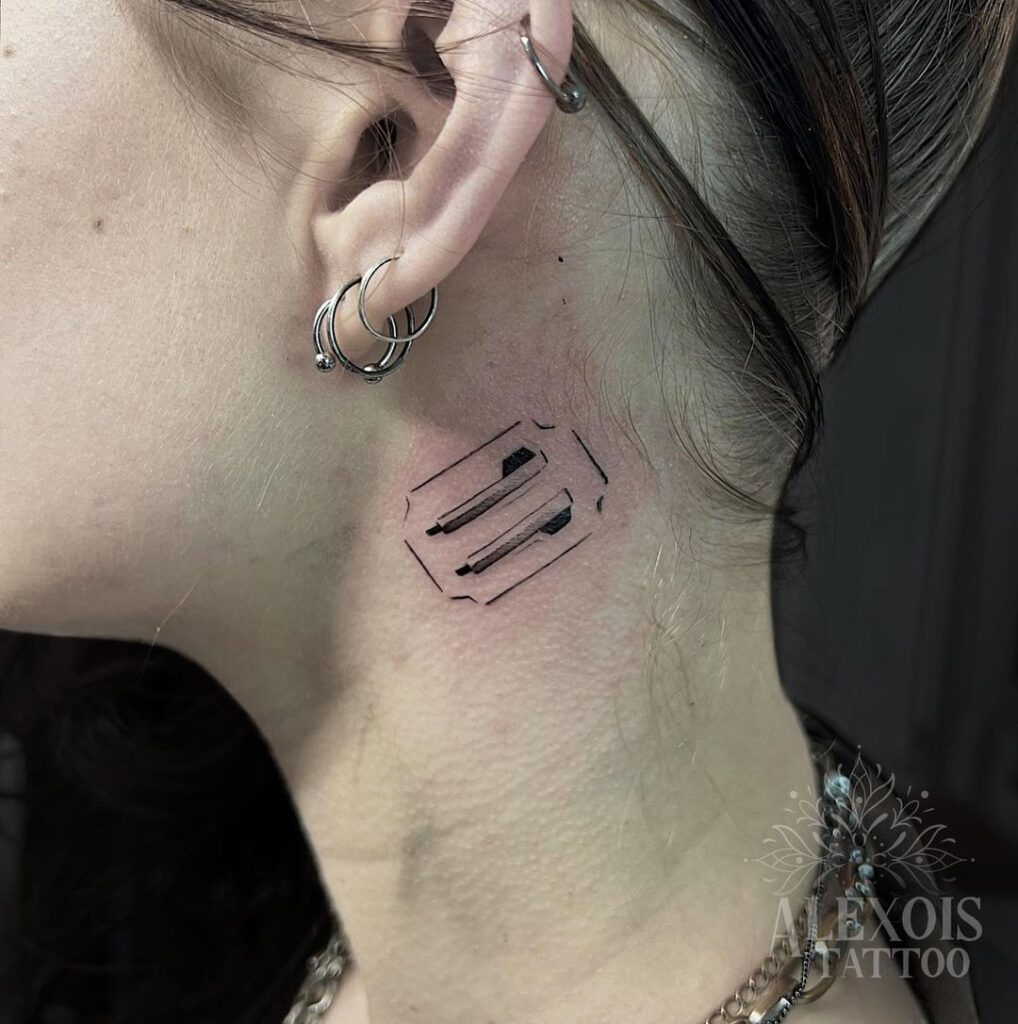 Neural Port Neck Tattoo